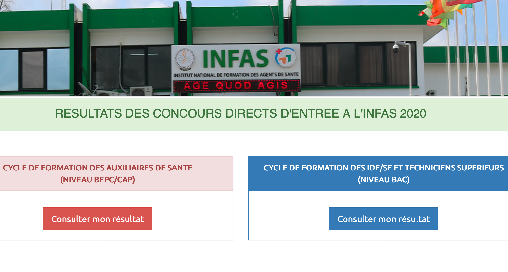 Resultats Définitifs INFAS Session 2024 Disponibles En Ligne Ci Www